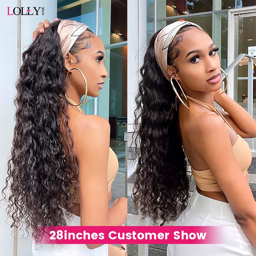 Headband Wigs Human Hair Deep Wave Glueless Kinky Curly Wigs