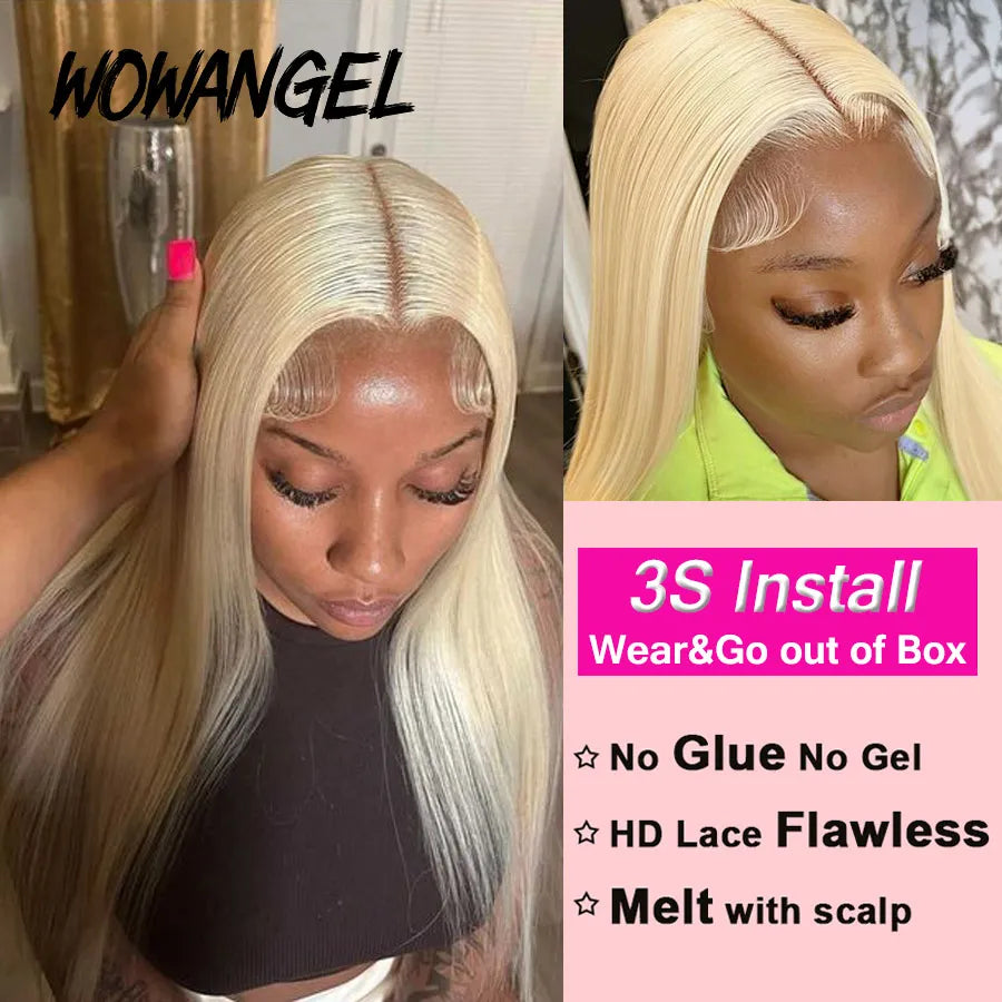 Wow Angel 32inch Glueless Blonde Wigs 5x5 HD Lace Closure Human Hair