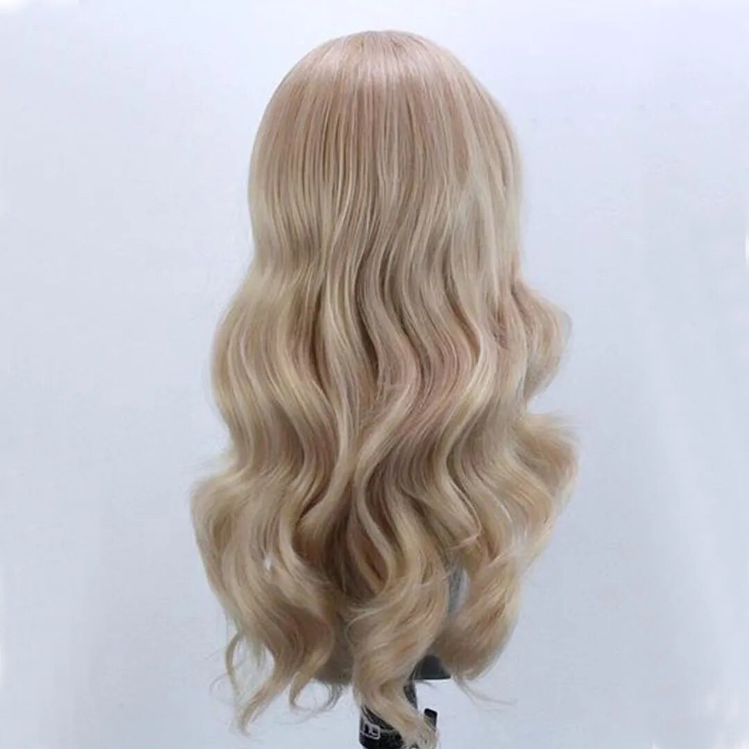 Long Wavy Blonde Synthetic Lace Front Wig