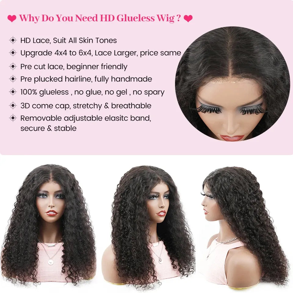 Wear Go Wig ISEE Hair Mongolian Water Wave 6x4 Glueless Preplucked Human Wigs Pre Cut Lace