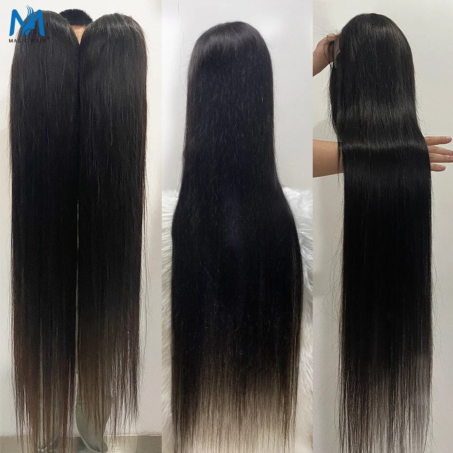 Straight Transparent Lace Frontal Human Hair Wigs Super Long Brazilian Remy Hair